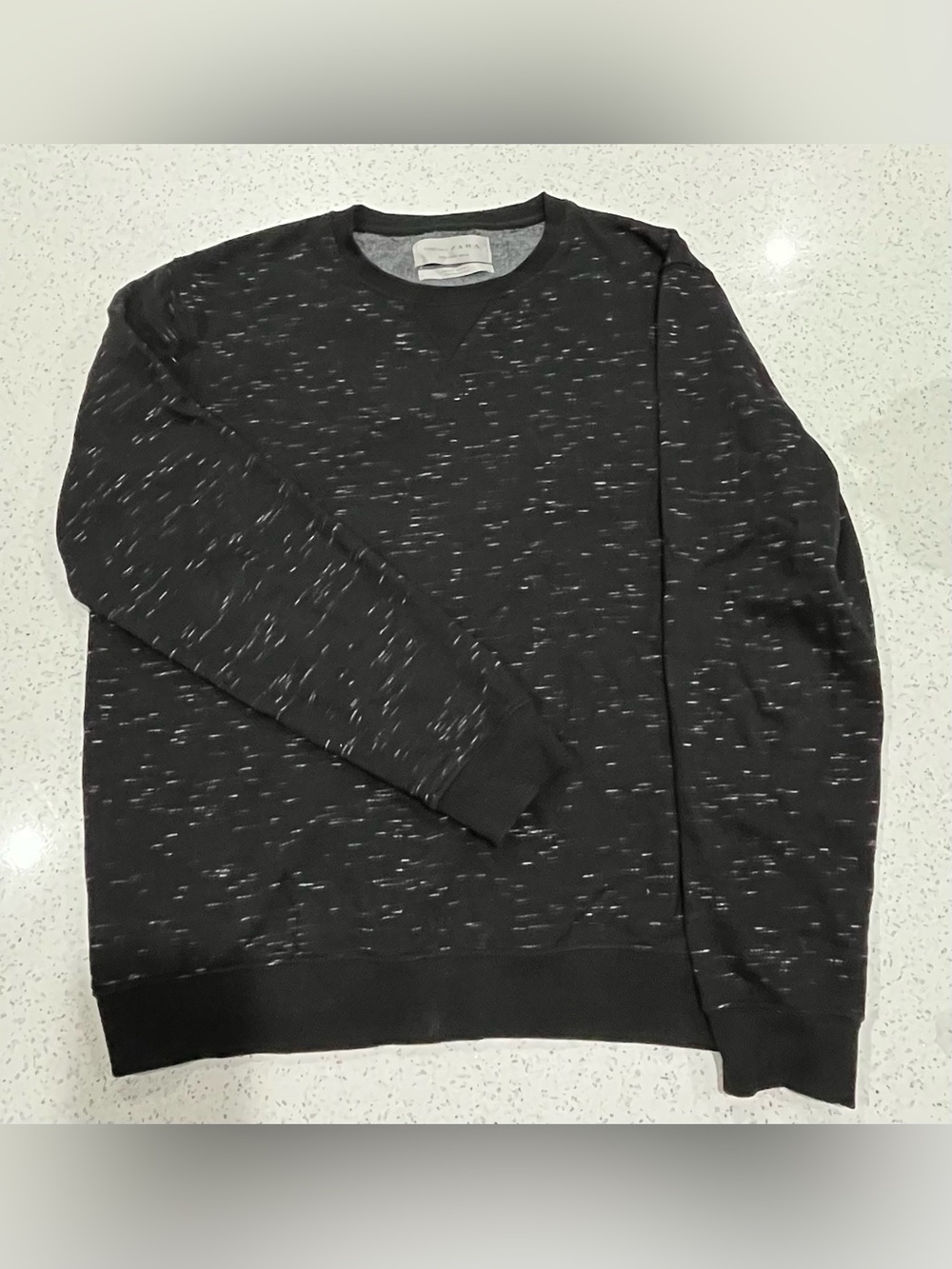 Zara Specials Men’s Daily Outfit Black Sweatshirt With White Ticking Size XL